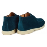 Viola Milano - Unlined City Suede Loafer - Cobalt Green - Handmade in Italy - Luxury Exclusive Collection