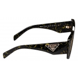 Prada - Prada Symbole - Oversize Irregular Sunglasses - Marbleized Black Yellow Loden