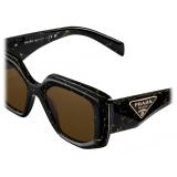 Prada - Prada Symbole - Oversize Irregular Sunglasses - Marbleized Black Yellow Loden