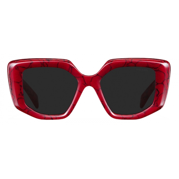 Prada - Prada Symbole - Oversize Irregular Sunglasses - Marbleized Etruscan Red Slate Gray