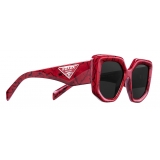 Prada - Prada Symbole - Oversize Irregular Sunglasses - Marbleized Etruscan Red Slate Gray