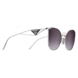 Prada - Prada Symbole - Oversize Cat Eye Sunglasses - Silver Gradient Grafite - Prada Collection