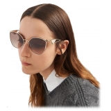 Prada - Prada Symbole - Oversize Cat Eye Sunglasses - Pale Gold Gradient Anthracite Gray Cammeo Beige - Prada Collection