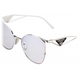 Prada - Prada Symbole - Oversize Cat Eye Sunglasses - Silver Blue - Prada Collection