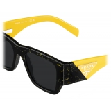 Prada - Prada Symbole - Square Sunglasses - Marbleized Black Yellow Slate Gray - Prada Collection