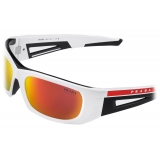 Prada - Prada Linea Rossa Impavid - Oval Sunglasses - Opaque White Orange Tun.Cit - Prada Collection