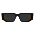 Prada - Prada Symbole - Rectangular Sunglasses - Marbleized Black Yellow Slate Gray - Prada Collection