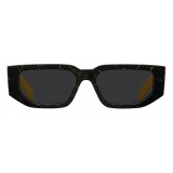 Prada - Prada Symbole - Rectangular Sunglasses - Marbleized Black Yellow Slate Gray - Prada Collection