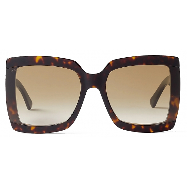 Jimmy Choo - Renee/s 61 - Occhiali da Sole Quadrati Color Avana Marrone con Monogramma JC - Jimmy Choo Eyewear