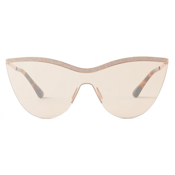 Jimmy Choo - Kristen - Nude and Copper Gold Mask-Frame Sunglasses with Glitter - Jimmy Choo Eyewear