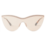 Jimmy Choo - Kristen - Nude and Copper Gold Mask-Frame Sunglasses with Glitter - Jimmy Choo Eyewear