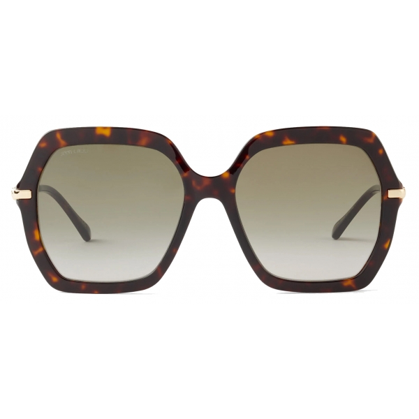 Jimmy Choo - Esther/s 57 - Brown Havana Square-Frame Sunglasses with ...