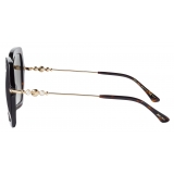 Jimmy Choo - Esther/s 57 - Brown Havana Square-Frame Sunglasses with Pearls - Jimmy Choo Eyewear