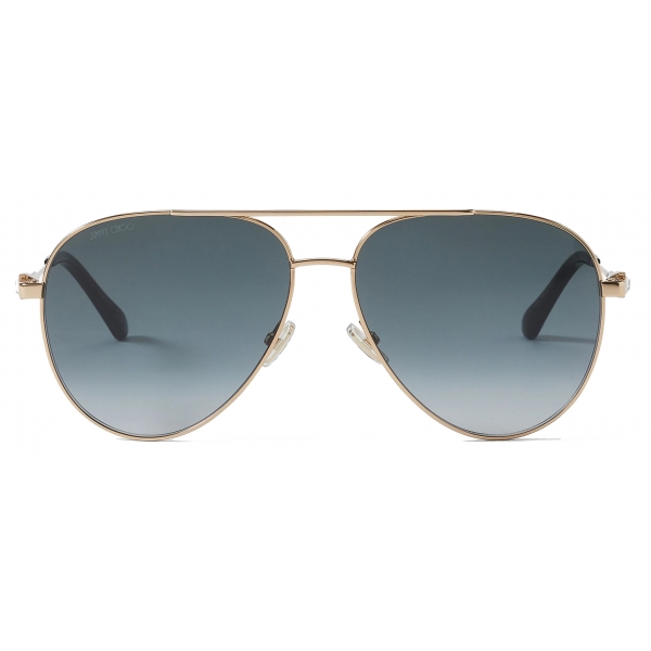 Jimmy Choo - Olly - Rose Gold Aviator Sunglasses with Grey Shaded ...