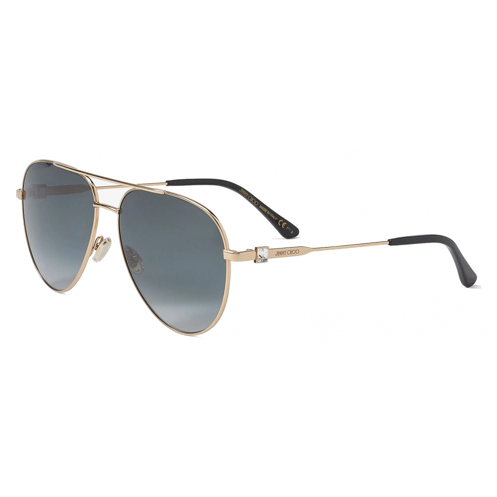 Jimmy Choo - Olly - Rose Gold Aviator Sunglasses with Grey Shaded ...