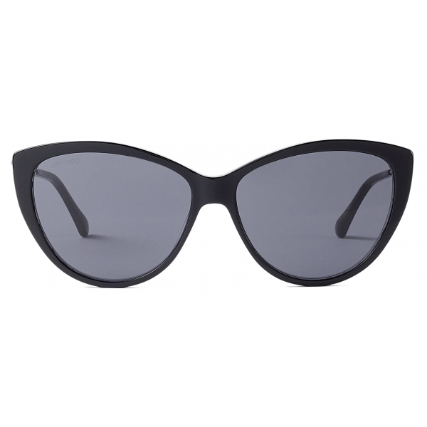 Jimmy Choo - Rym - Black Animalier Cat Eye Sunglasses with Swarovski Crystal - Jimmy Choo Eyewear