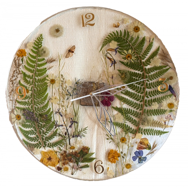Natusi - Resin Art - Artisan Clock with Natural Flowers - Handmade - Furnishings - Home