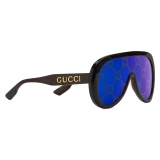 Gucci - Occhiale da Sole Oversize a Mascherina - Tartarugato Blu - Gucci Eyewear