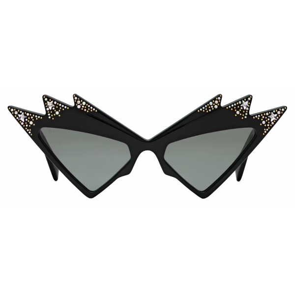 Gucci - Cat-Eye Frame Sunglasses with Crystals - Black Grey - Gucci Eyewear