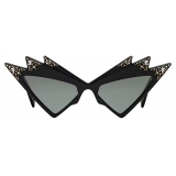 Gucci - Occhiale da Sole Cat Eye con Cristalli - Nero Grigio - Gucci Eyewear