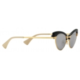 Gucci - Occhiale da Sole Cat Eye con Montatura Intercambiabile - Nero Oro Giallo Grigio - Gucci Eyewear