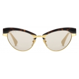 Gucci - Occhiale da Sole Cat Eye con Montatura Intercambiabile - Tartarugato Oro Giallo - Gucci Eyewear