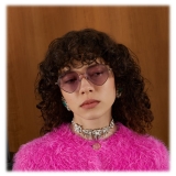 Gucci - Occhiale da Sole con Montatura Geometrica - Oro Rosa Magenta - Gucci Eyewear