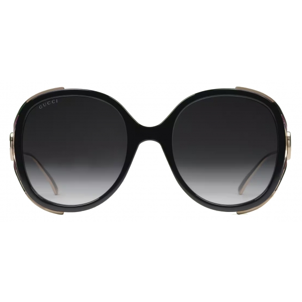 Gucci - Occhiale da Sole con Montatura Rotonda e Incrocio GG - Nero Grigio - Gucci Eyewear