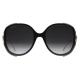 Gucci - Occhiale da Sole con Montatura Rotonda e Incrocio GG - Nero Grigio - Gucci Eyewear