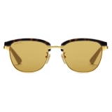 Gucci - Rectangular Sunglasses with Interchangeable Frames - Yellow Gold Tortoiseshell Brown - Gucci Eyewear