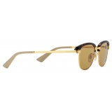 Gucci - Rectangular Sunglasses with Interchangeable Frames - Yellow Gold Tortoiseshell Brown - Gucci Eyewear