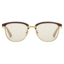 Gucci - Rectangular Sunglasses with Interchangeable Frames - Yellow Gold Brown - Gucci Eyewear