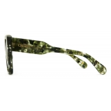 Chloé - Occhiali da Sole Gayia in Acetato - Verde Lucido Cristall con Motivo Foglie Fumo - Chloé Eyewear
