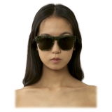 Chloé - Gayia Sunglasses in Acetate - Shiny Green Crystal Foliage Pattern Smoke - Chloé Eyewear