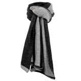 Avvenice - Precious Cashmere Scarf - Double Face - Bicolor - Black Grey - Handmade in Italy - Exclusive Luxury Collection