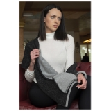 Avvenice - Precious Cashmere Scarf - Double Face - Bicolor - Black Grey - Handmade in Italy - Exclusive Luxury Collection