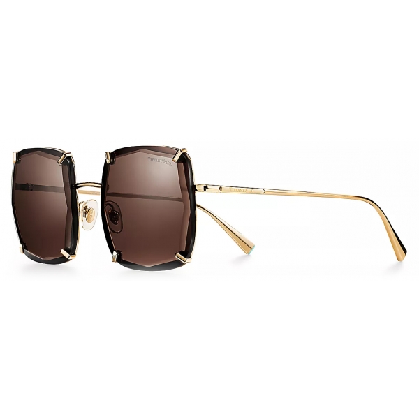 Tiffany & Co. - Cushion Shaped Sunglasses - Pale Gold Dark Brown - Tiffany Collection - Tiffany & Co. Eyewear