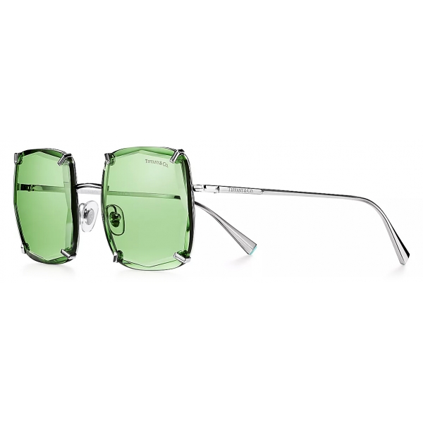 Tiffany & Co. - Occhiale da Sole Forma di Cuscino - Argento Verde Chiaro - Collezione Tiffany - Tiffany & Co. Eyewear