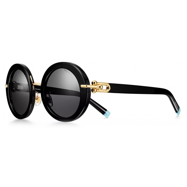Tiffany & Co. - Occhiale da Sole Rotondi - Nero Grigio Scuro - Collezione Tiffany HardWear - Tiffany & Co. Eyewear