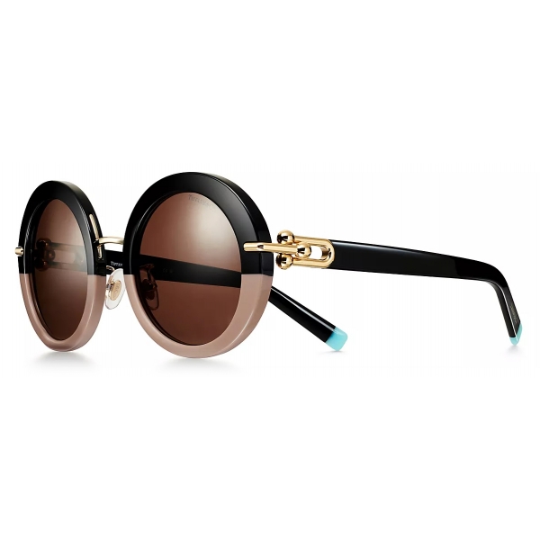 Tiffany & Co. - Occhiale da Sole Rotondi - Nero Nudo Marrone - Collezione Tiffany HardWear - Tiffany & Co. Eyewear