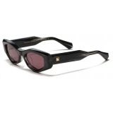 Valentino - Asymmetrical Sunglasses in Acetate with VLogo - Black Burgundy - Valentino Eyewear