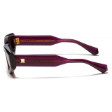 Valentino - Asymmetrical Sunglasses in Acetate with VLogo - Violet Dark Grey - Valentino Eyewear