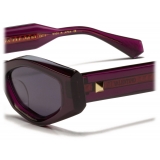 Valentino - Asymmetrical Sunglasses in Acetate with VLogo - Violet Dark Grey - Valentino Eyewear