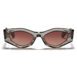 Valentino - Asymmetrical Sunglasses in Acetate with VLogo - Transparent Grey Pink - Valentino Eyewear