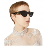 Valentino - Cat-Eye Sunglasses in Acetate with VLogo - Black Grey - Valentino Eyewear