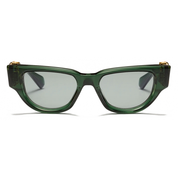 Valentino - Cat-Eye Sunglasses in Acetate with VLogo - Green Grey - Valentino Eyewear