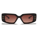 Valentino - Occhiale da Sole Rettangolare in Acetato - Nero Rosa - Valentino Eyewear