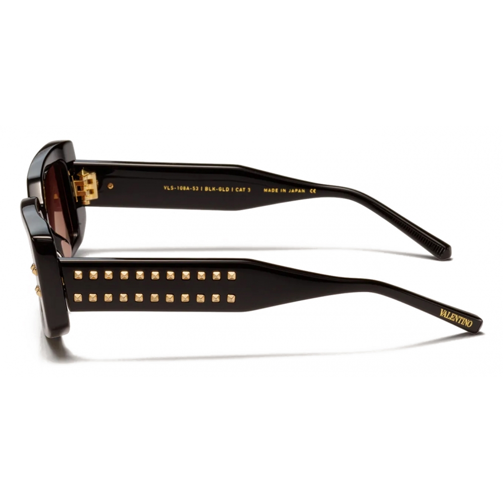 Valentino - Rectangular Sunglasses in Acetate - Black Pink - Valentino ...