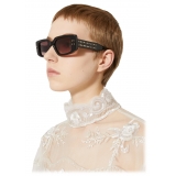 Valentino - Occhiale da Sole Rettangolare in Acetato - Nero Rosa - Valentino Eyewear