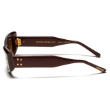 Valentino - Occhiale da Sole Rettangolare in Acetato - Bordeaux Marrone - Valentino Eyewear